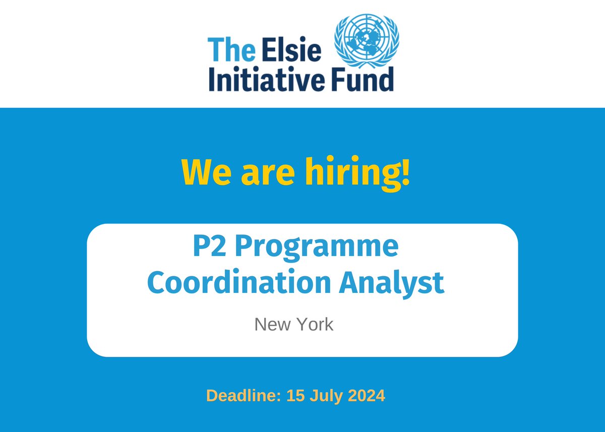 ElsieFund's tweet photo. VACANCY ALERT:
The @ElsieFund is hiring a Programme Coordination Analyst, with peacekeeping experience, in either a military, police or civil capacity, as well as strong experience in coordinating, monitoring &amp; evaluating programs &amp; projects.
➡️To apply: https://t.co/uDLkJDvTHJ https://t.co/T3OHjBINdP