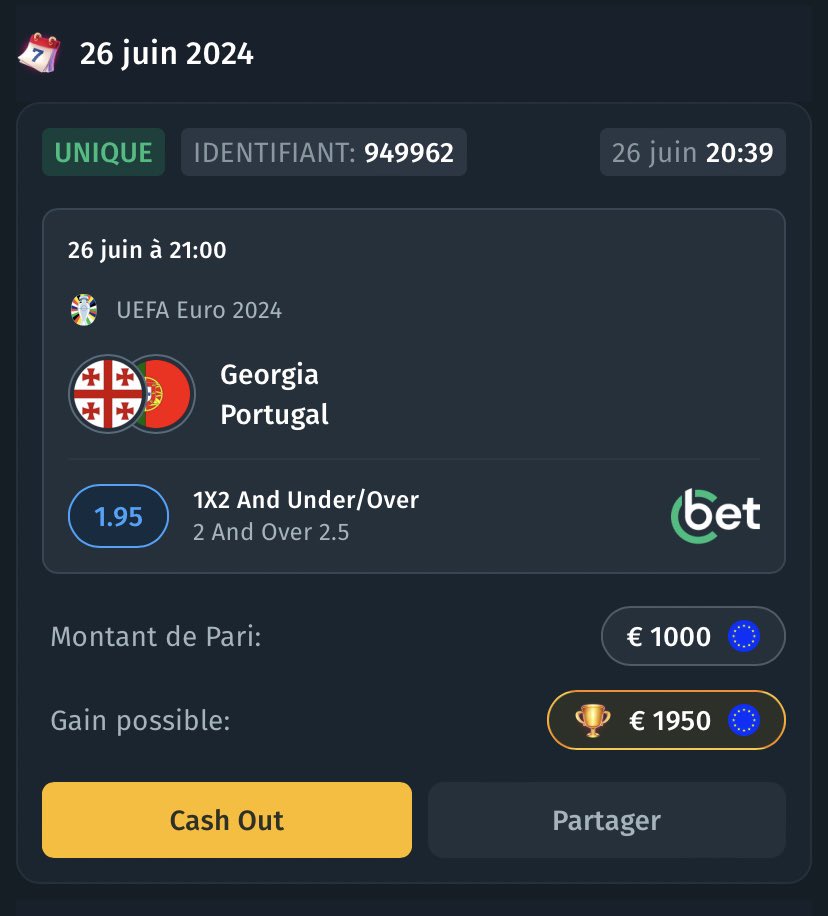 ElprofessorBET's tweet image. ⚜️OFFRE EN OR 

🎁TON PREMIER PARIS PERDU EST REMBOURSÉ JUSQU’À 200€ en passant par mon lien : bit.ly/3U6Q2hc

Exemple🔖 tu me suis sur le Portugal 

200€ Portugal et +2,5 buts @ 1,95 

Ça passe pas tu es remboursé en cash instantanément 
Ça passe t’encaisse +190€ de…