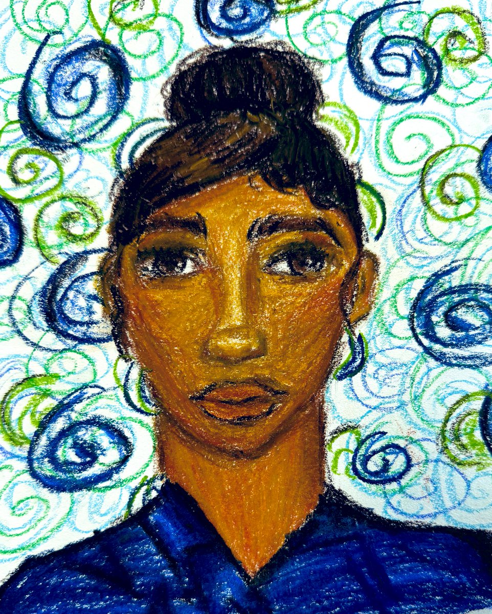 Recent Y7 portraits looking at mark making with oil pastels.