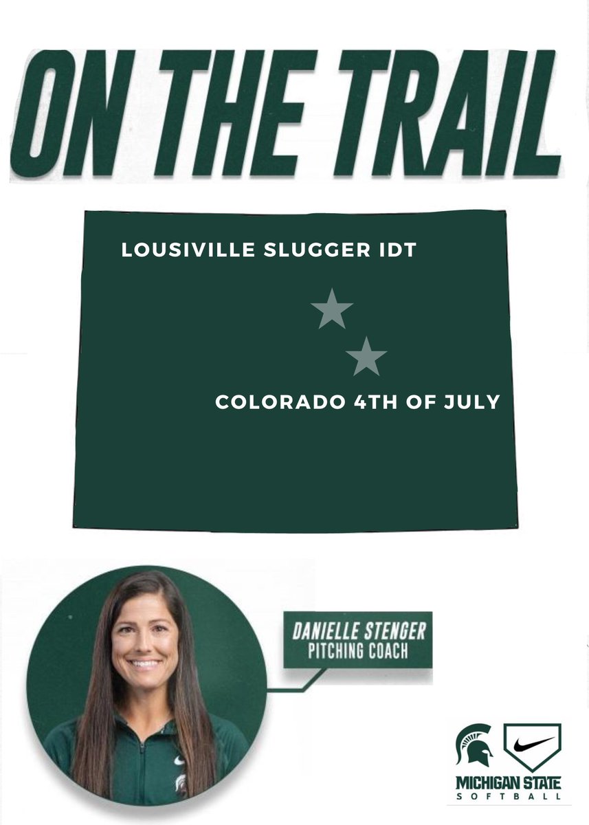 CoachDStenger's tweet photo. Colorado here we come! Be on the lookout for our staff at the Patriot Games as well ๐ ๐๐ค#gogreengowhite #msusoftball https://t.co/MUQVBWJdGD