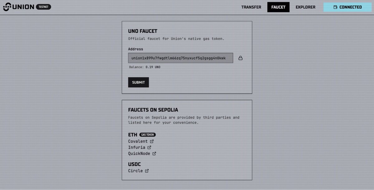 union_build's tweet image. 3/ Here's how to take part in the testnet:

1️⃣ Go to the app at app.union.build
2️⃣ Connect your @MetaMask and your @keplrwallet or @leap_cosmos
3️⃣ Get testnet tokens from the Faucet