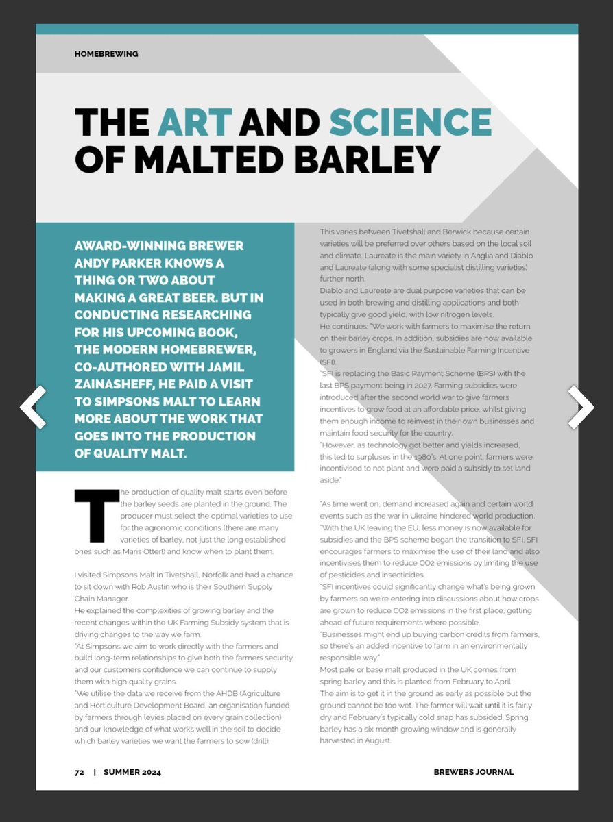 Incredibly proud to have my first article published by <a href="/BrewJournal/">Brewers Journal</a>, in which I write about the fantastic work <a href="/SimpsonsMalt/">Simpsons Malt Ltd.</a> does in sustainably sourcing Barley and turning it into world class malt.