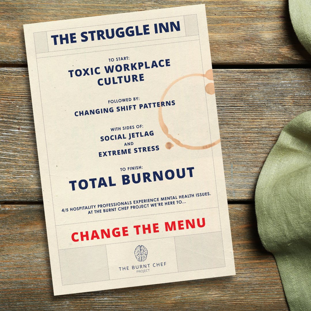 burnt_chef's tweet photo. Would you want to work at The Struggle Inn? No, us neither!
See the new & improved menu, that can increase retention, improve productivity, and create a more sustainable workplace culture.
#ChangeTheMenu in your workplace today. https://t.co/3NesBnYxNs
