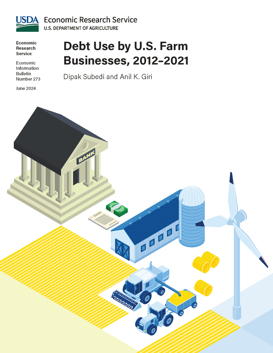 USDA_ERS's tweet photo. Total U.S. farm debt in 2021 was $503.7 billion—$127.8 billion (34 percent) higher compared with 2012 and was primarily driven by real estate debt. 

Learn more: https://t.co/H2hvUwWfkD. https://t.co/8E0xmnZ1zc