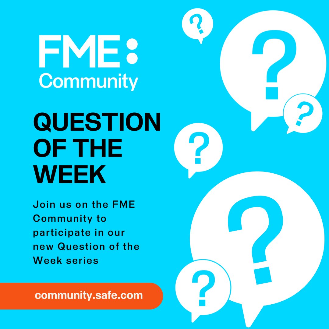SafeSoftware's tweet image. Introducing &quot;Question of the Week&quot;🌟🧠 A new opportunity every week to connect, influence FME&apos;s future, and win exclusive Safe swag and badges. Don&apos;t miss out—share your insights and learn from the community!

Link: community.safe.com

#FMECommunity #QuestionOfTheWeek&quot;