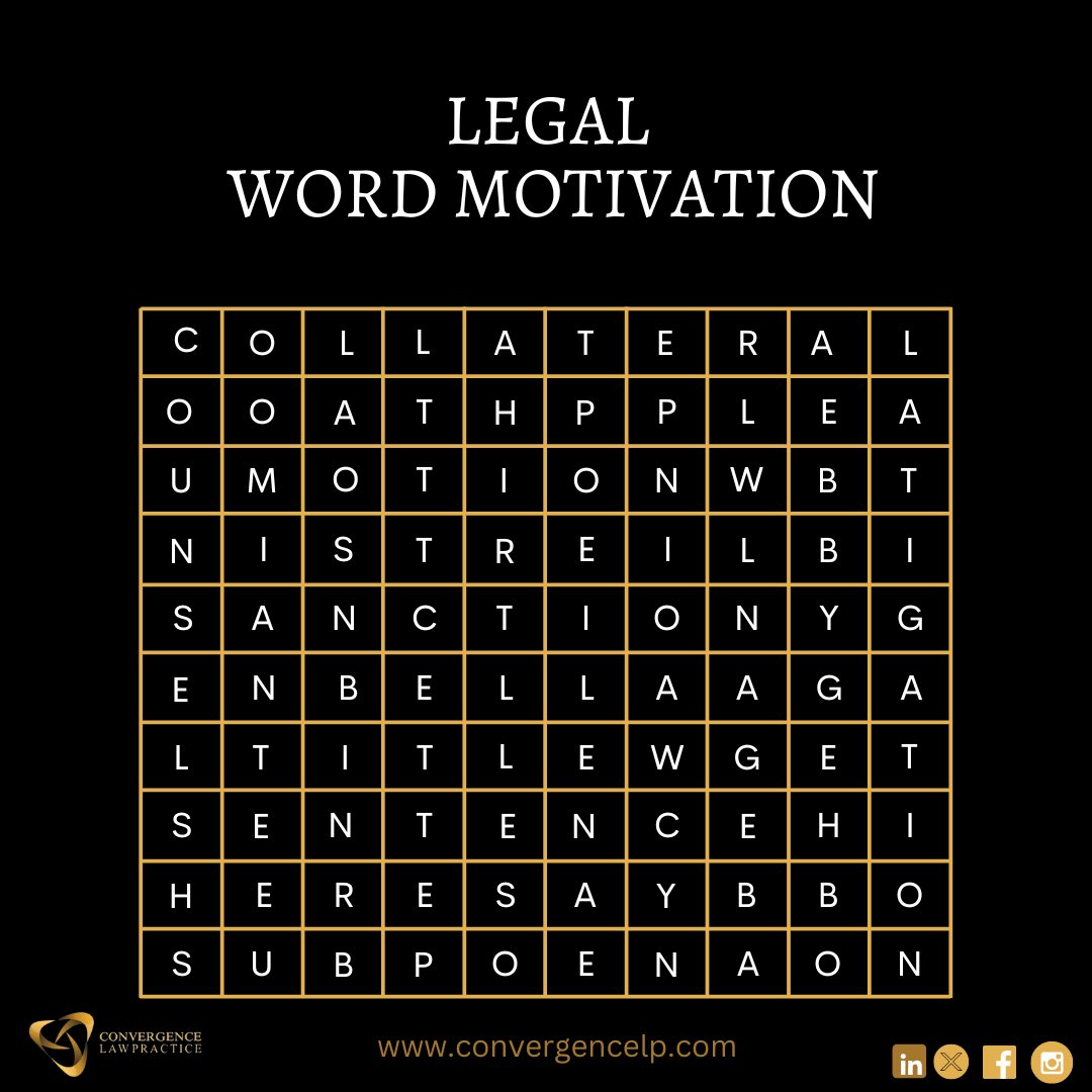Convergence_LP's tweet image. Just another Wednesday in the law books, how many legal words can you solve, one word at a time!
#convergencelawpractice #crosswordpuzzle #wednesdaymotivation #wednesday #puzzlechallenge 
@Alpha_Yom @kaycee4c