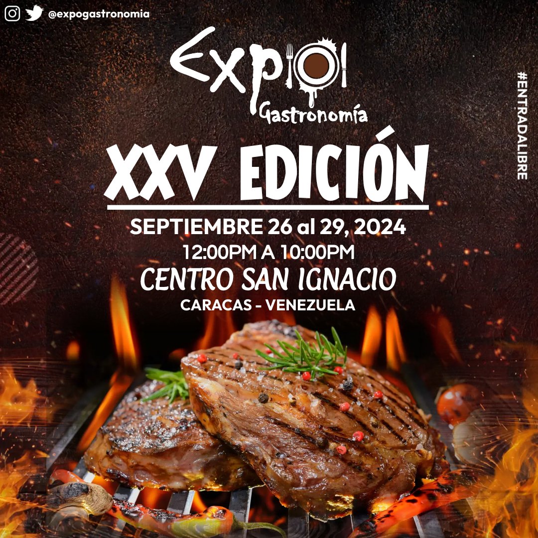 Te invitamos a la XXV Edición ExpoGastronomía, del 26 al 29 de septiembre en los espacios del Centro San Ignacio, Municipio Chacao.

Sal de la rutina y disfruta en familia de lo mejor de la gastronomía caraqueña en ExpoGastronomía.

¡Activa tu paladar con ExpoGastronomía!