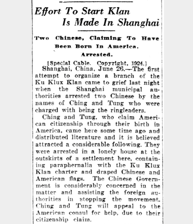 June 26, 1924: Two Chinese men are under arrest in Shanghai for