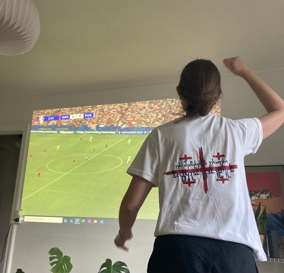 Goooaaal! Our Danish trainee Vera even rooting for Georgia from Denmark today🇬🇪🇩🇰 Go Sakartvelo 🇬🇪🇬🇪🏆