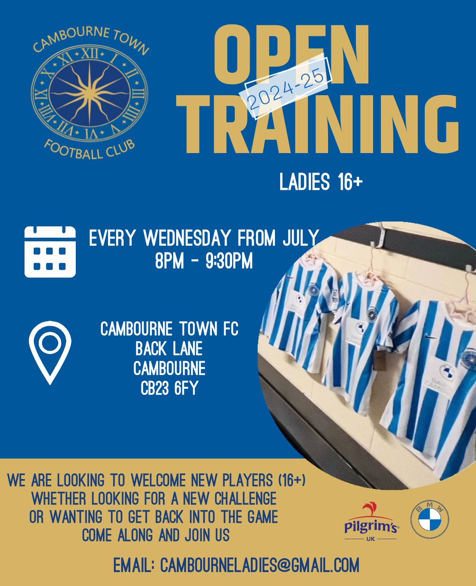 Pre-Season Loading... ⏳️

The ladies return to training next week and there's still time to get involved 👀

DM or email us for more information 📧

#cambournetownfc #cambournetownladies #cambridgeshirefa #thedugoutcambourne #ladiesfootball #cambridgeshire