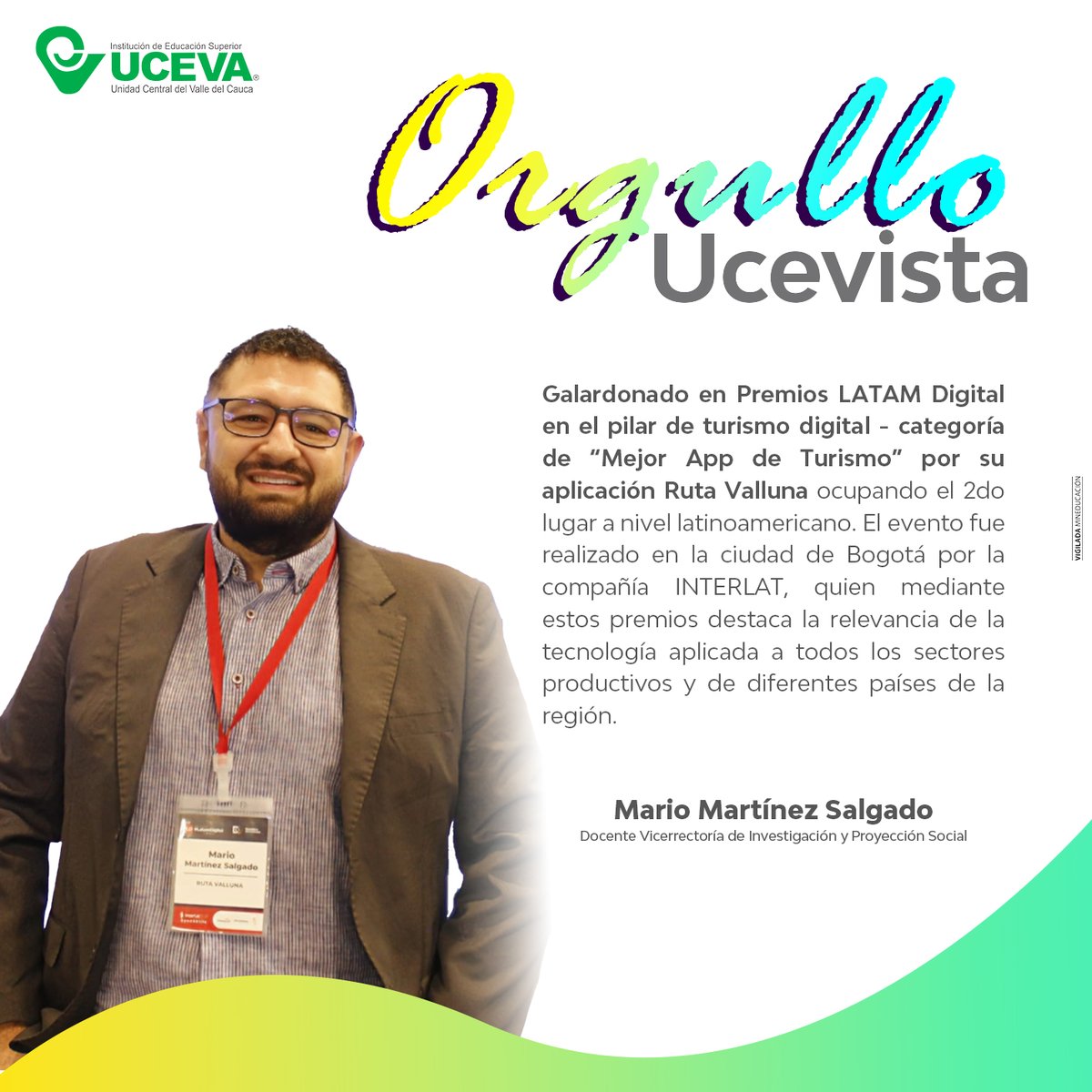ucevacol's tweet image. 💚En la UCEVA exaltamos la excelencia y dedicación de nuestros egresados, estudiantes y docentes.
En está ocasión nuestro docente Mario Martínez Salgado, tiene el privilegio de destacarse en #orgulloucevista 👏
