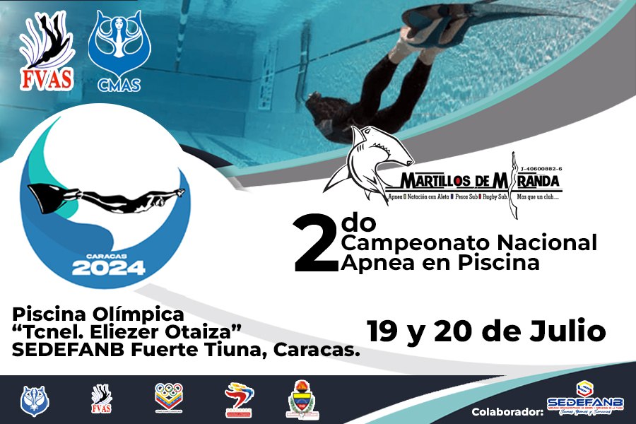 2do Campeonato Nacional de Apnea en piscina FVAS 2024, Caracas
fvas.com.ve/2do-apnea-2024/