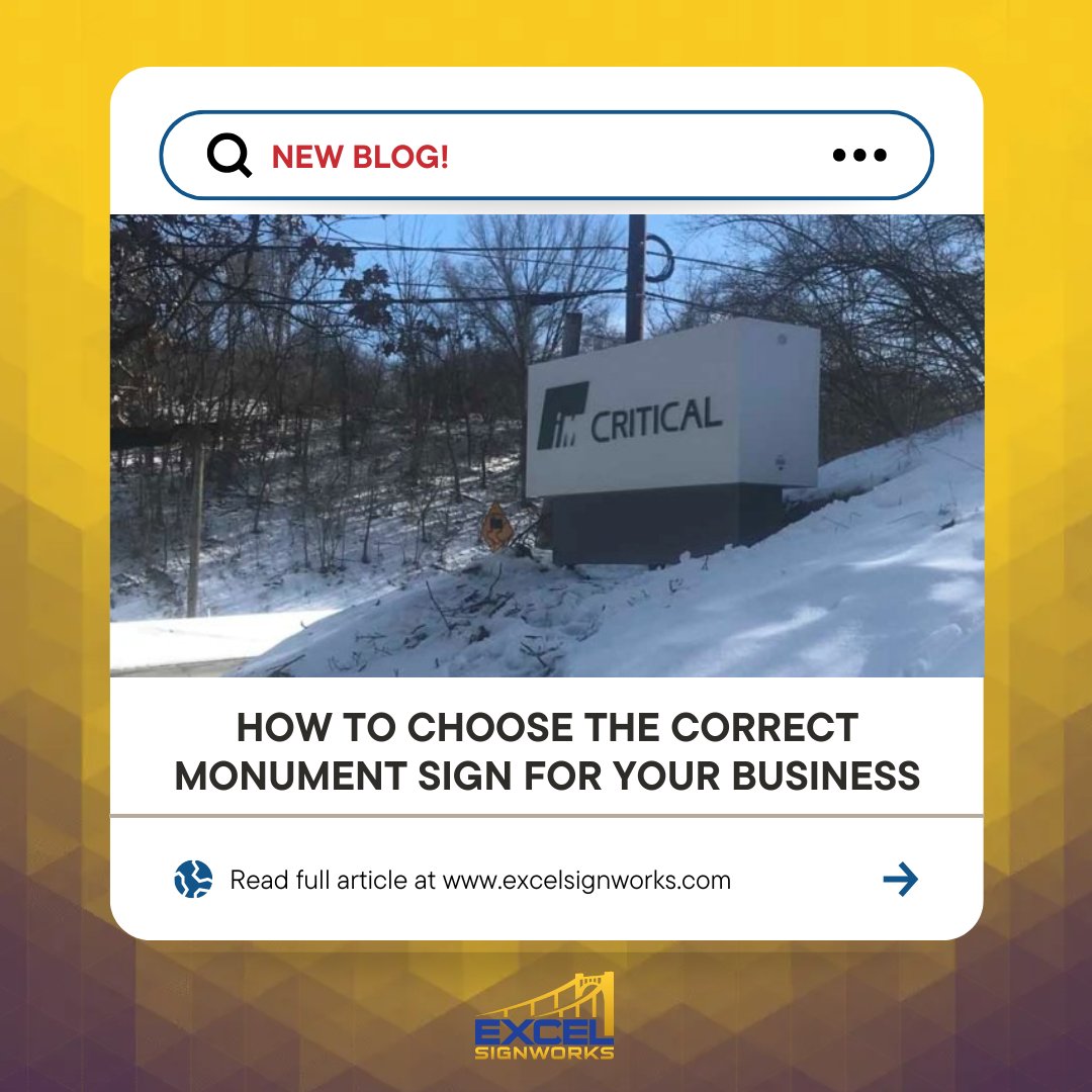 Excel Signworks (@excelsignworks) on Twitter photo How to Choose the Correct Monument Sign for Your Business
To learn more, check out our new blog post today:
excelsignworks.com/how-to-choose-…
Contact us for more information or to kickstart your next signage project:
📞 412-586-7361
🌐 excelsignworks.com
📧 info@excelsignworks.com How to Choose the Correct Monument Sign for Your Business
To learn more, check out our new blog post today:
excelsignworks.com/how-to-choose-…
Contact us for more information or to kickstart your next signage project:
📞 412-586-7361
🌐 excelsignworks.com
📧 info@excelsignworks.com