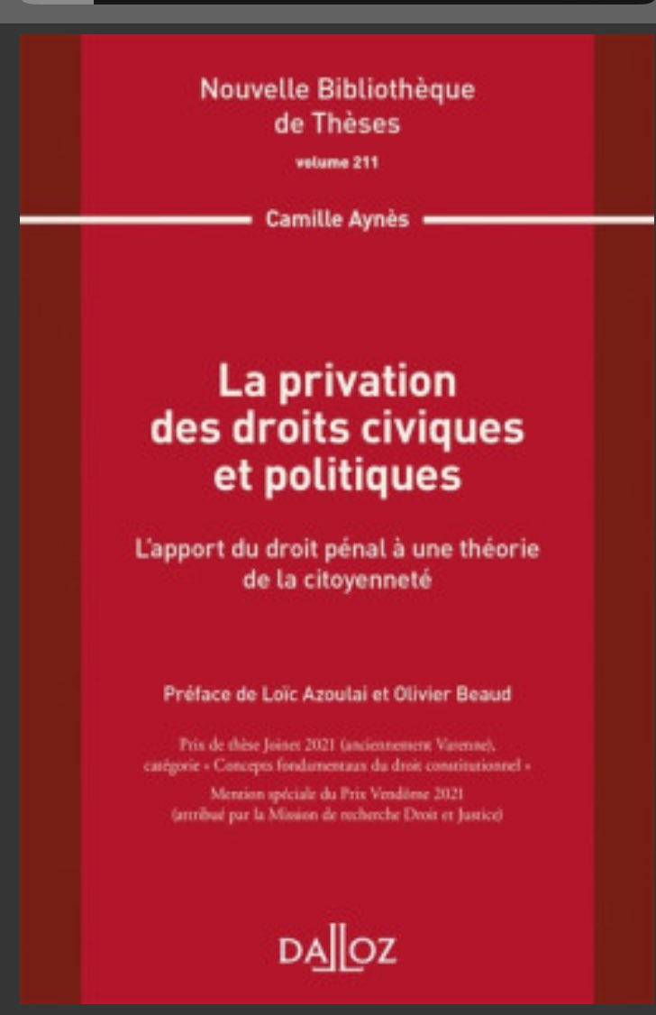🍾 Après le prix Dalloz, le prix Varenne/Joinet et une mention spéciale du prix Vendôme, notre collègue Camille Aynès, membre du ⁦<a href="/ctad_droit/">Centre de Théorie et Analyse du Droit</a>⁩ vient de recevoir le prix Henri Texier I délivré par l'Académie des Sciences Morales et Politiques ! BRAVO 🍾