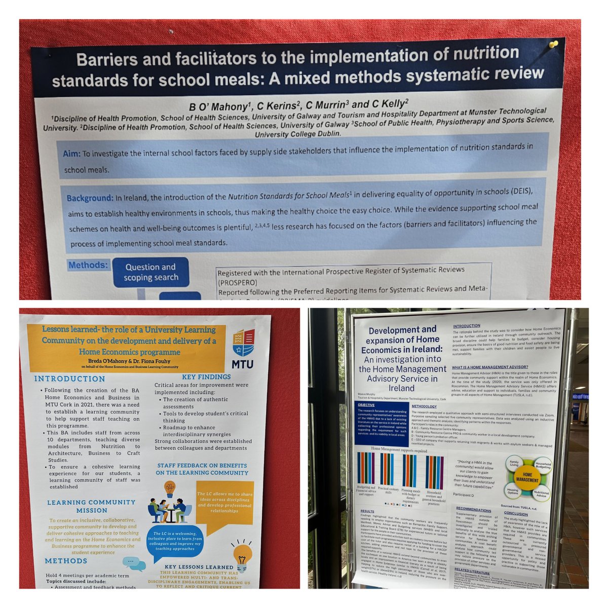 ATHE_HomeEc's tweet image. Wonderful to see such important and interesting research happening in MTU @TourismHospDept in the area of Home Economics #posterpresentations #IFHEworldcongress