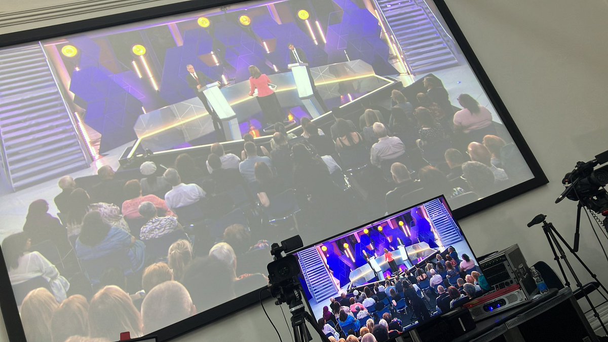 martingslack's tweet photo. With the amazing @BBCNottingham team @NottmTrentUni tonight in the spin room for the leaders debate. We’re across BBC on every bbc local radio station tonight with a special programme - great viewpoint for the debate https://t.co/DVmvS73xQB