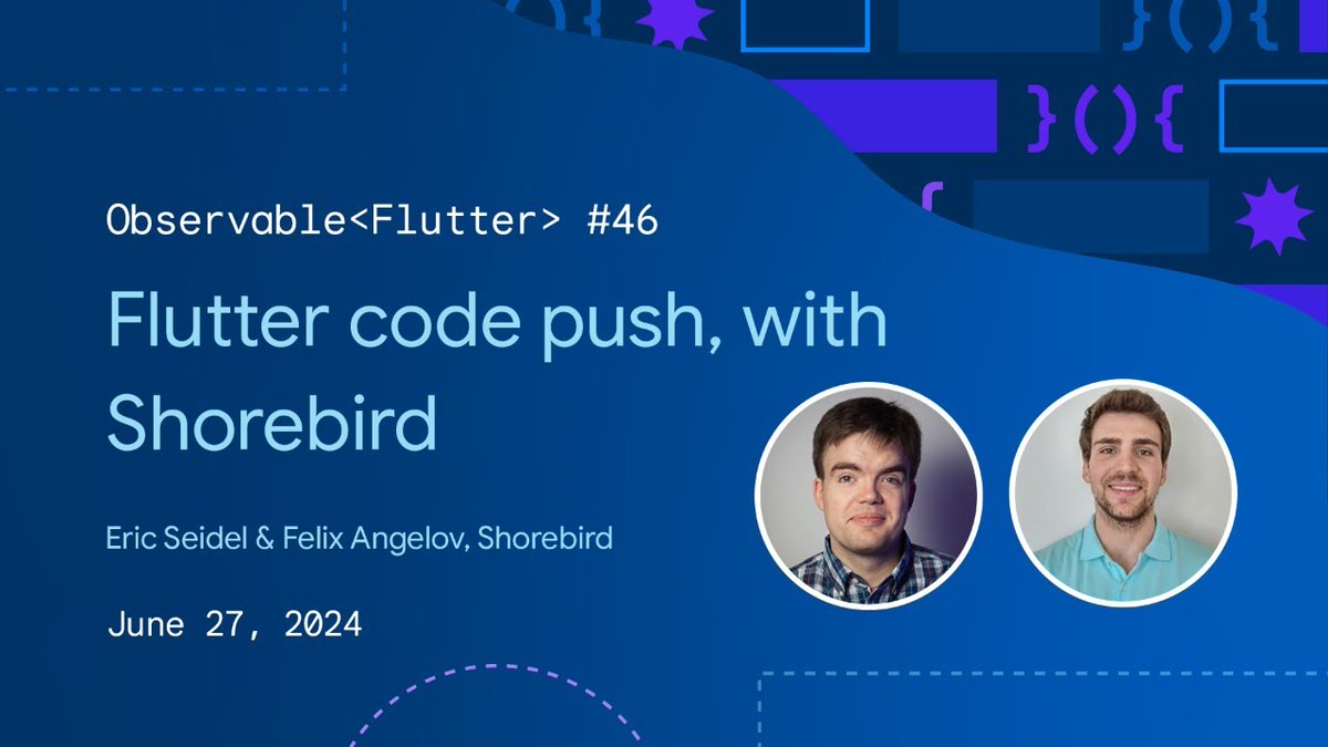 FlutterDev's tweet image. Tune in for a conversation with the Shorebird engineering team on #ObservableFlutter! 🐦
@craig_labenz and team will discuss what goes into code push with Flutter and what else the future might hold.
⏰ Join us tomorrow at 9am PT. → goo.gle/3XGEkO6