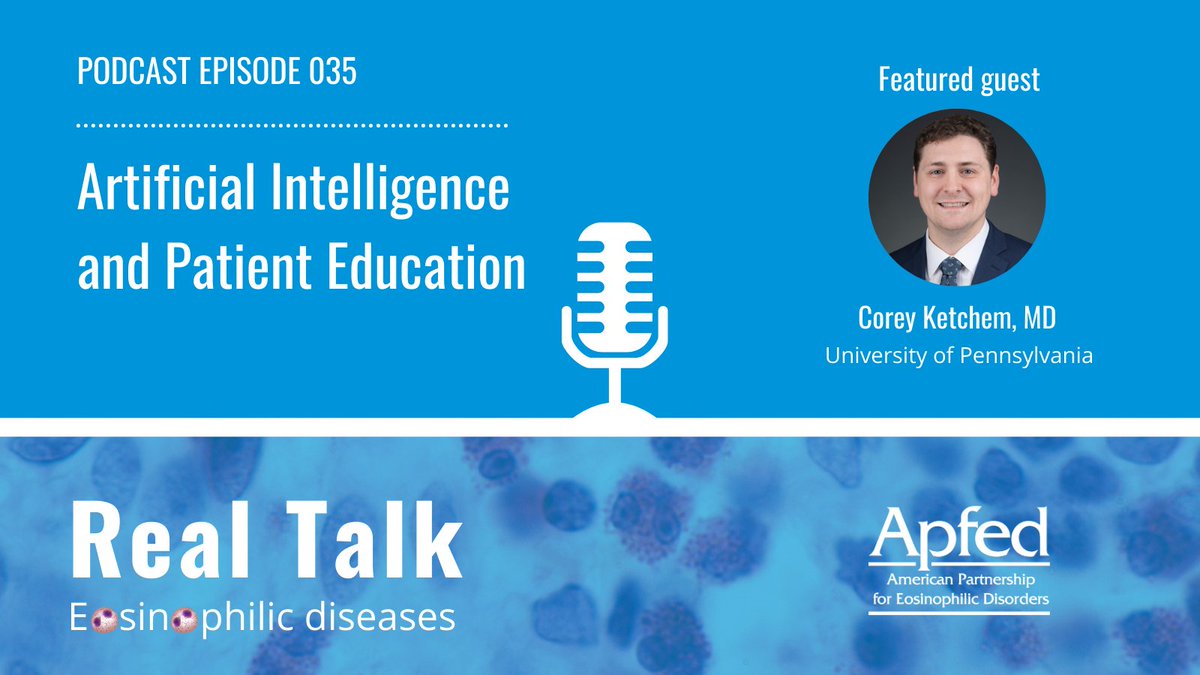 APFED is thrilled to release our latest podcast episode on "Artificial Intelligence and Patient Education" w/ Corey Ketchem, MD: apfed.org/podcast. Listen to learn about his current research and the potential limitations and benefits of using AI to help patients.