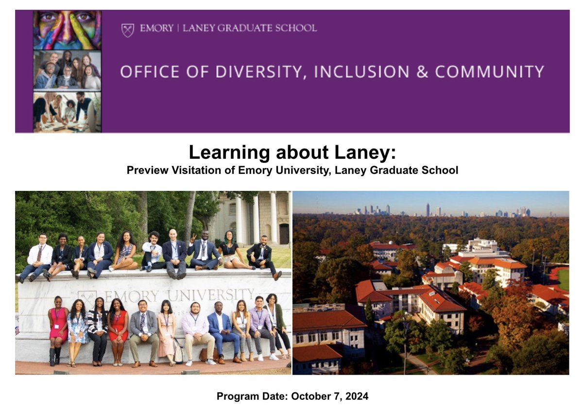 Thinking of graduate school? Maybe <a href="/laneygradschool/">Emory LGS</a>  would be good for you. Apply for a chance to find out via an expense-paid visit this fall. gs.emory.edu/diversity/prog…
