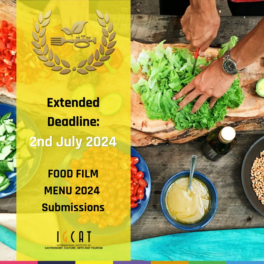 EXTENDED DEADLINE for Food Film Menu Submissions! You have 1 MORE WEEK ‼️

Submit your film now! 🎬
igcat.org/food.../food-f…
Deadline: 2 July 2024 at 23:59h CET

#FOODFILMMENU #IGCAT #FOODFILMMENU2024 #FFM2024