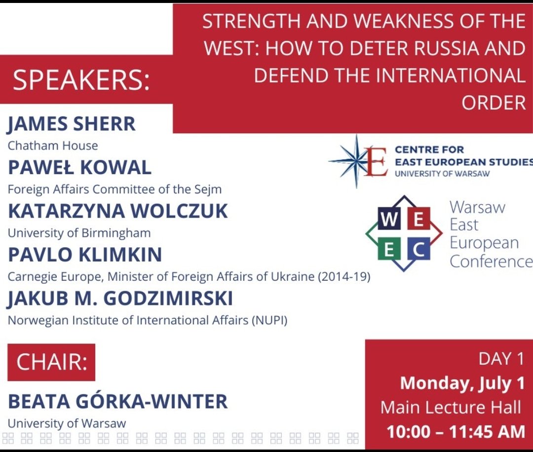 SEW_UW's tweet photo. W poniedziałek 1 lipca rozpoczyna się trzydniowa #WEEC Warsaw East European Conference zorganizowana przez @SEW_UW.

Stara biblioteka, @UniWarszawski.
Agenda i rejestracja https://t.co/HdAlY0afSQ
Zapraszamy! https://t.co/u10j2Po72m