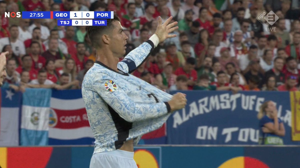 Yes, Portugal should have received a penalty after Lochoshvili grabbed and pulled Ronaldo's shirt for 7 seconds before bringing him down in the box

Instead, the referee decided to give Ronaldo a yellow card for his frustrations as he signalled that his shirt was pulled