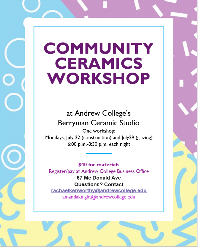 Ceramics are Back!

Sign up for this summer's Ceramics Workshop on July 22nd or July 29th. 🎨