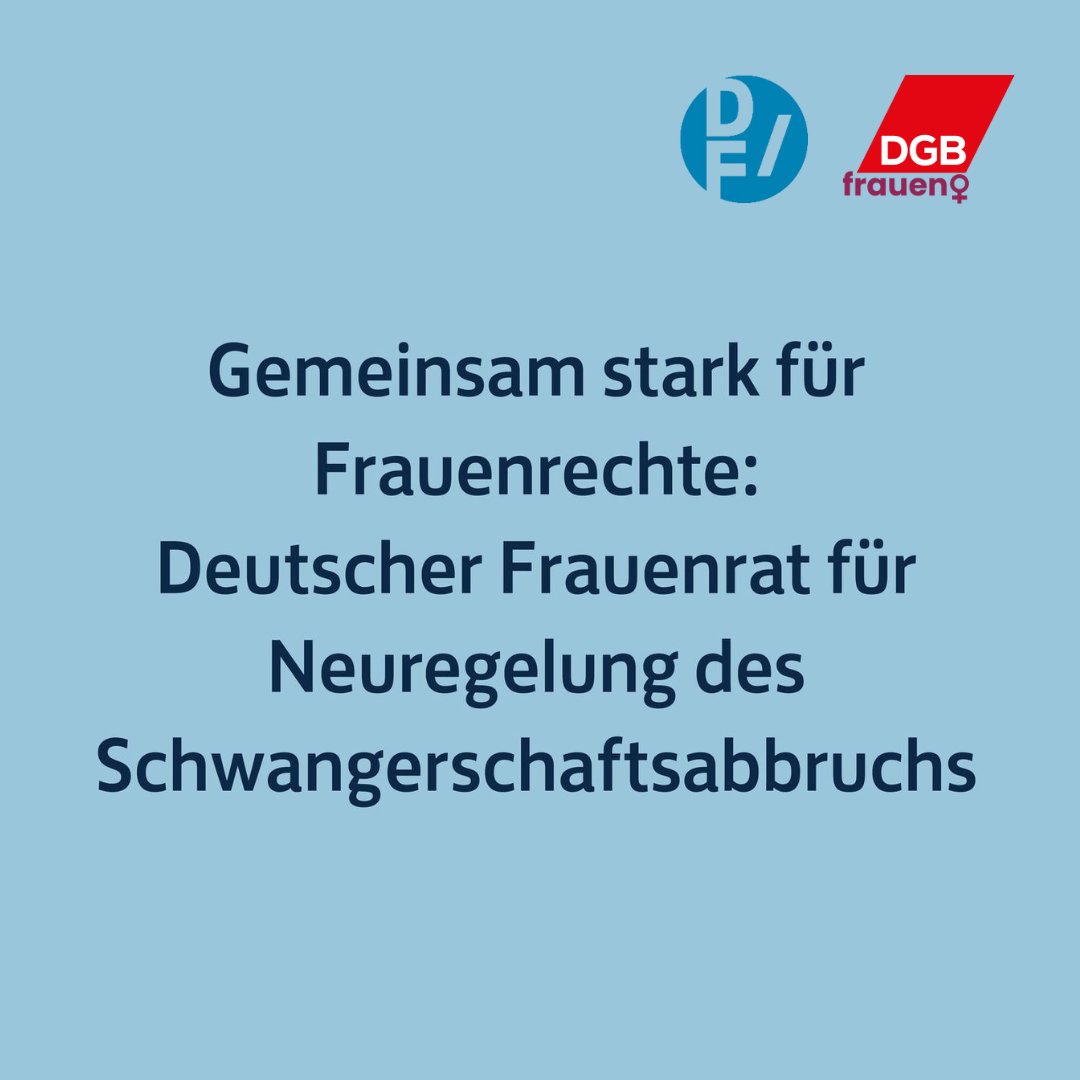 Der Deutsche Frauenrat spricht sich mehrheitlich für eine Neuregelung des #Schwangerschaftsabbruch aus. Der historische Beschluss zu § 218 StGB kam nach intensiver &amp; respektvoller Diskussion zustande. Jetzt ist die Bundespolitik am Zug! Mehr Infos: lmy.de/vuGoq