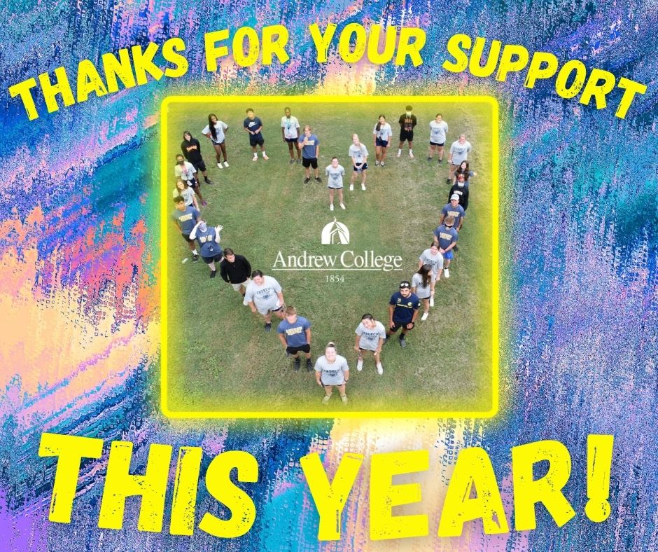 We have only 2 MORE DAYS until we close the books on fundraising for the 2023-2024 year! 

Give to Win!
If you make an online gift between now and June 30th, you'll be entered to win an Andrew College goody bag!
andrewcollege.edu/make-a-gift/