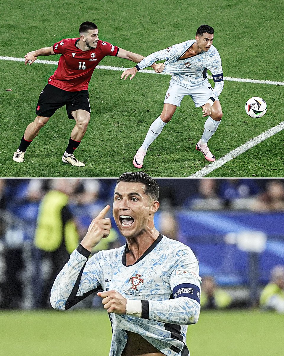 O árbitro não marcou pênalti e deu amarelo para Cristiano Ronaldo por reclamação.