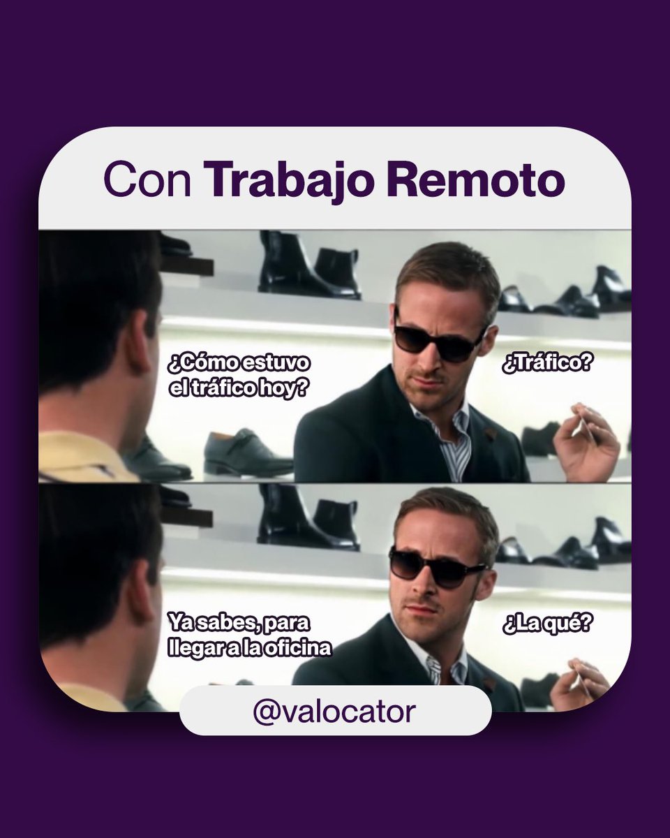 Cuando trabajas desde casa y te olvidas lo que es el tráfico 😂 
En VALOCATOR te damos la oportunidad de trabajar desde la comodidad de tu casa 🙌🏻 Entra en valocator.com y crea un perfil completamente gratis 🧑🏻‍💻 Te esperamos! #workfromhome #remote