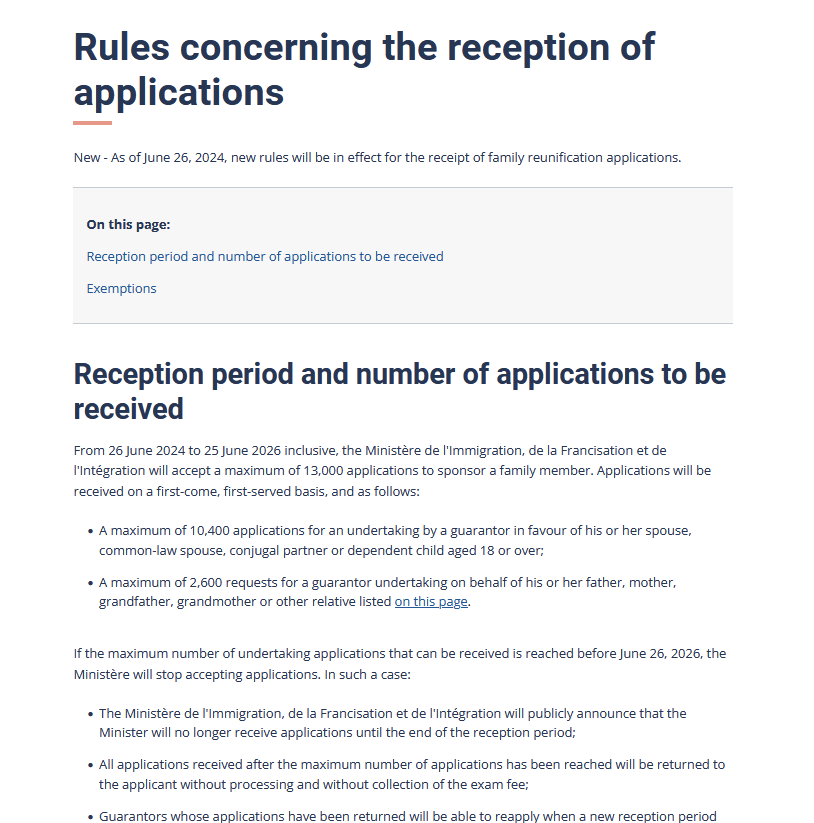 TTRRMK's tweet photo. Quebec is now capping the number of Family Class (#SCLPC, spouse, common-law partner, children, parents, grandparents, and other relatives) they will accept - all applications over the cap will be returned to sender #cndimm #Quebec #Spousal https://t.co/xvDtxpGoYi https://t.co/JUrzjUcMEc