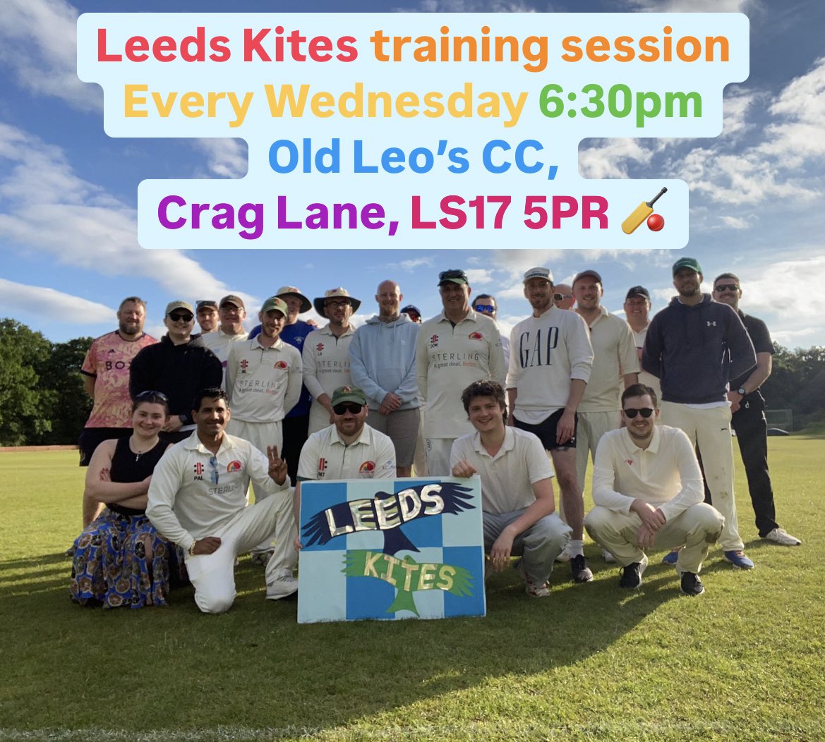 LeedsKitesCC's tweet photo. Come and join us for some good times, cricket and an always-surprising amount of running. All abilities, gender identities and sexualities welcomed!! 🏏🏳️‍⚧️🏳️‍🌈🏏🦅 #leedscricket #cricket #yorkshire #sport #inclusivesport #toomanyhashtags https://t.co/VlGdwrYLOE