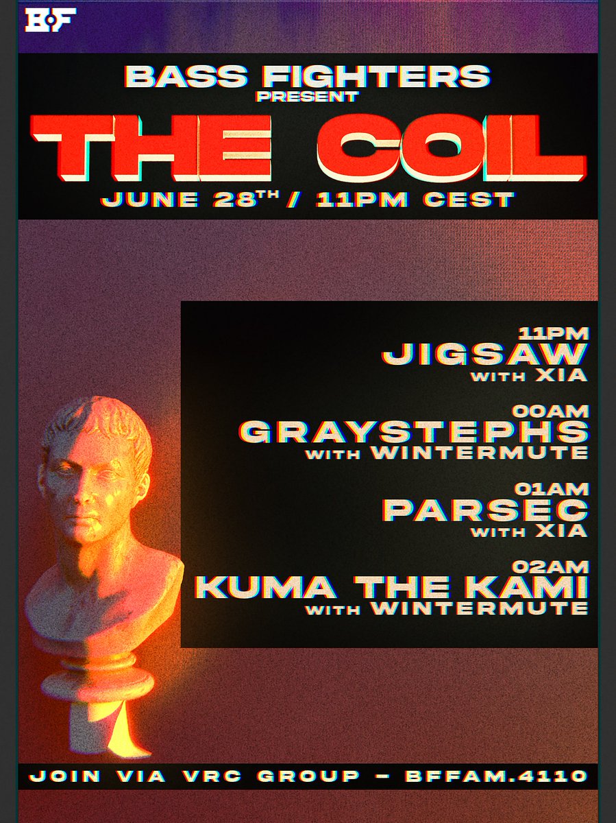 // THIS FRIDAY THE SHADOWS COME ALIVE AGAIN.
Descend into darkness. 

JIGSAW x XIA
GRAYSTEPHS x WINTERMUTE
PARSEC x XIA
KUMA THE KAMI x WINTERMUTE

11PM CET/9PM UTC

See you in the rave.
Group and discord in comments.