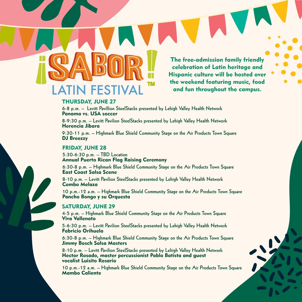 The fun of ¡Sabor! Latin Festival kicks off TOMORROW!💃 Get ready for a vibrant celebration packed with music, daning, delicious food, and more. Here's what's in store! 👇👇