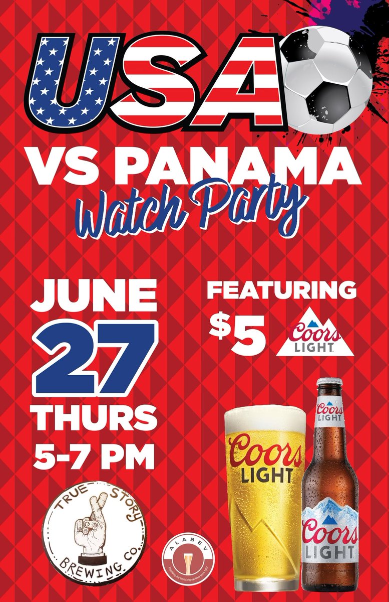 MCFCBHM's tweet photo. USA USA USA!! 🇺🇸
Come on out Cityzens to @TrueStoryBrew for a great game and great beer. Let’s beat the sweltering Alabama heat together. https://t.co/8napFNvXE8