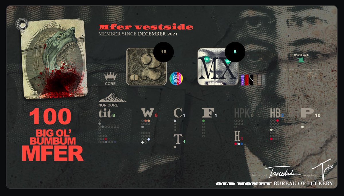 Mfer ranking system is online 🖕

If you looking for the most awesome way to flex you nft collection this might be it! Look at this completed rainbow, MX Bills + all the campaign materials and even my newest acquisition, my twin bill is in the background 🔥🔥🔥