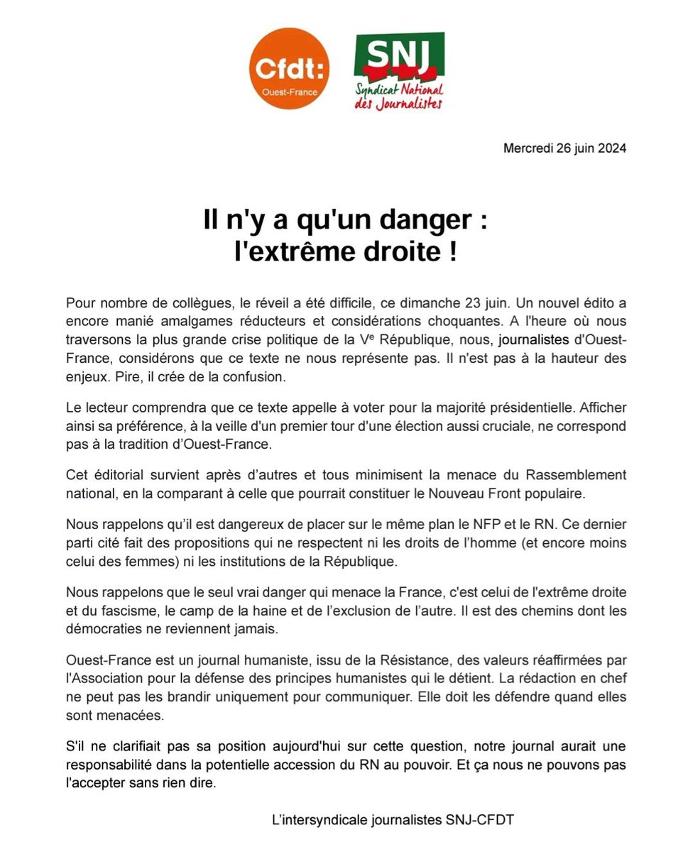 SNJ - premier syndicat de journalistes tweet media