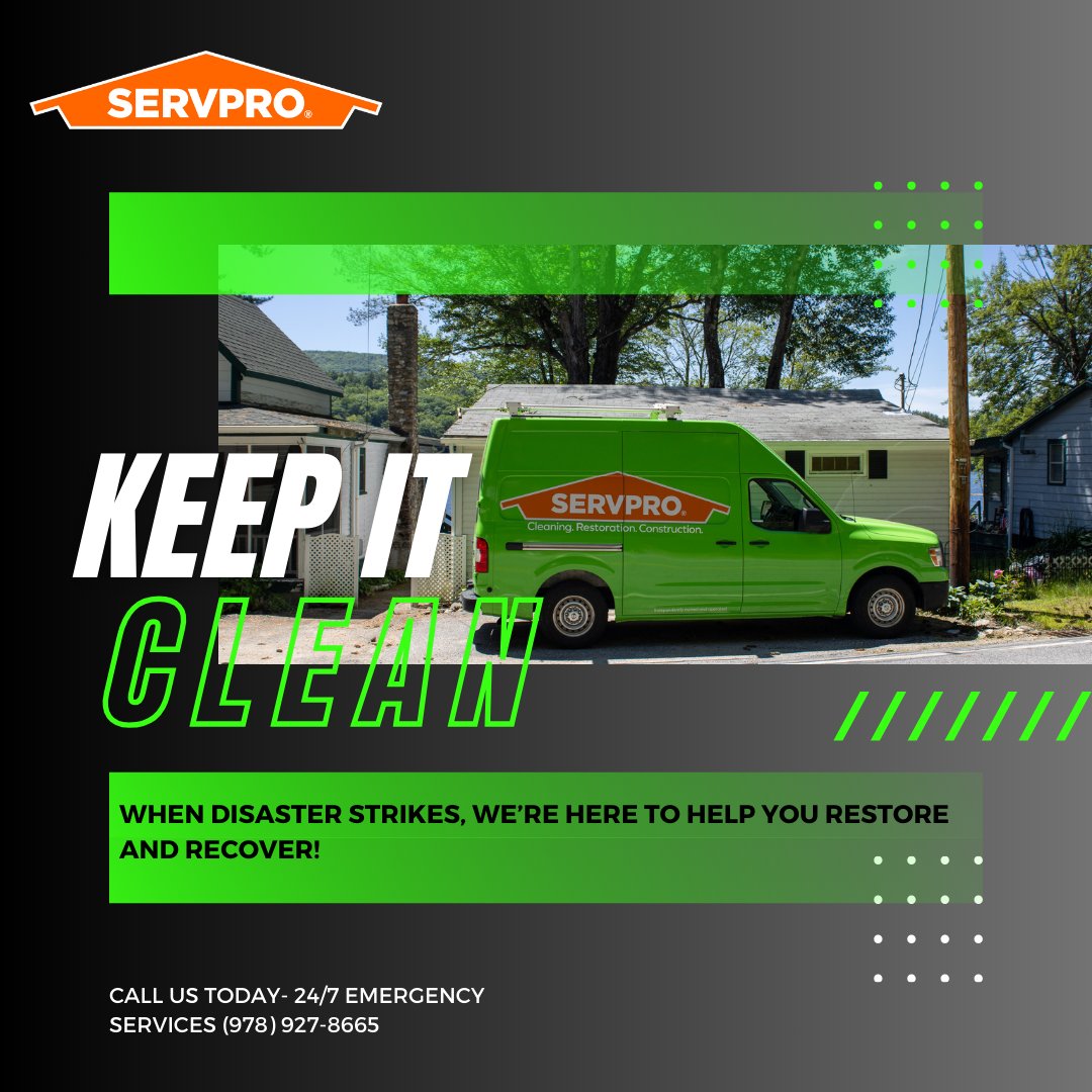 When disaster strikes, SERVPRO strikes back! We're here 24/7 to restore and recover your home or business. 

🚨Call us NOW at (978) 927-8665! #SERVPRO #EmergencyServices #KeepItClean