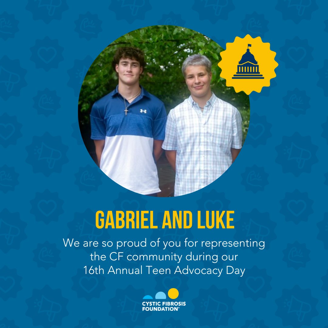 We’re incredibly proud of Gabriel and Luke for representing the #cysticfibrosis community and sharing your personal stories with <a href="/SenBlumenthal/">Richard Blumenthal</a>,  <a href="/SenMurphyOffice/">Sen. Murphy Office</a>, and <a href="/RepJohnLarson/">Rep. John Larson</a> during <a href="/CF_Foundation/">Cystic Fibrosis Foundation</a>’s 16th annual Teen Advocacy Day. #CFAdvocacy