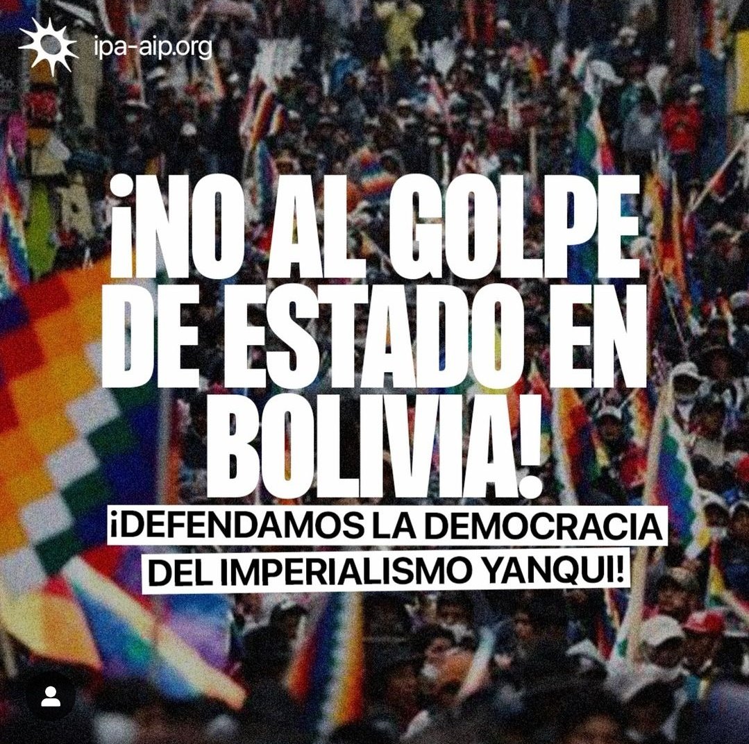 NO AL GOLPE: el imperio yanqui solo sabe irrespetar la democracia popular, y lo hace por segunda ocasión en Bolivia. Otra ocasión para entender que no podemos aceptarles discurso alguno de "democracia" y "libertad" a esos golpistas que quieren ver sumisa a Nuestra América.