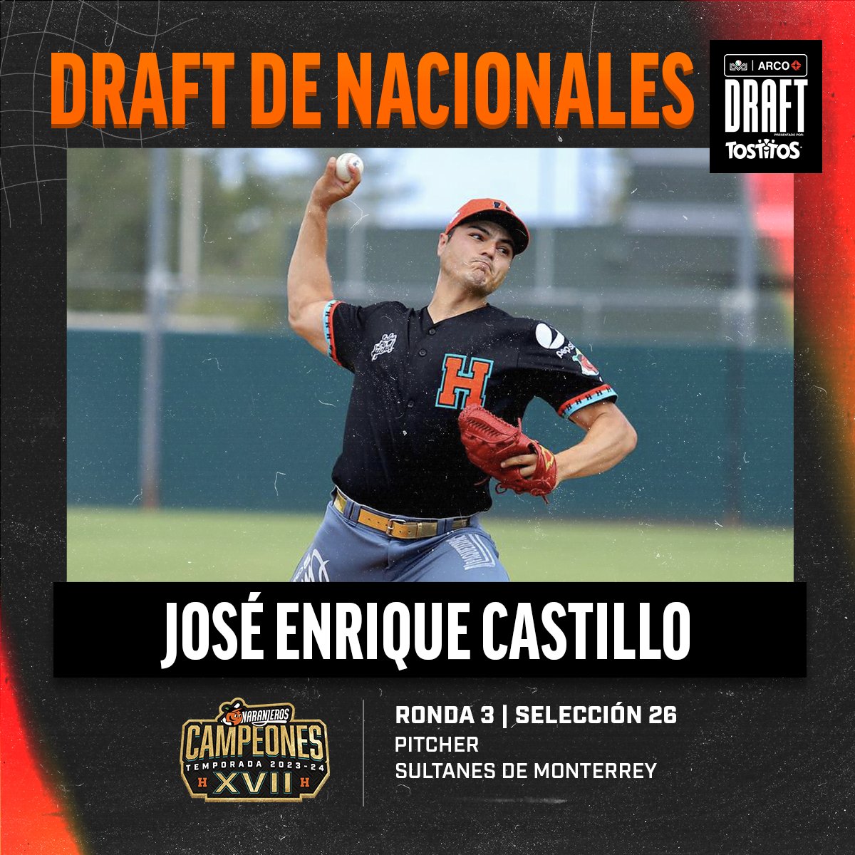 El hermosillense Enrique Castillo es seleccionado en la tercera ronda.
