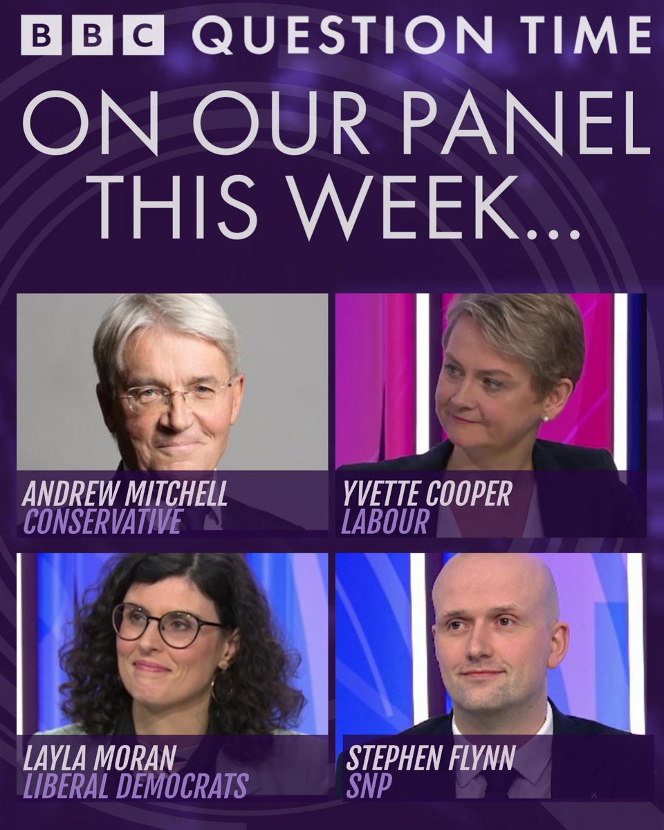 On Question Time tomorrow, Fiona will be joined by Andrew Mitchell, Yvette Cooper, Layla Moran and Stephen Flynn

Join us and an audience from Birmingham live on <a href="/BBCOne/">BBC One</a> and <a href="/BBCiPlayer/">BBC iPlayer</a> at 8pm

#bbcqt