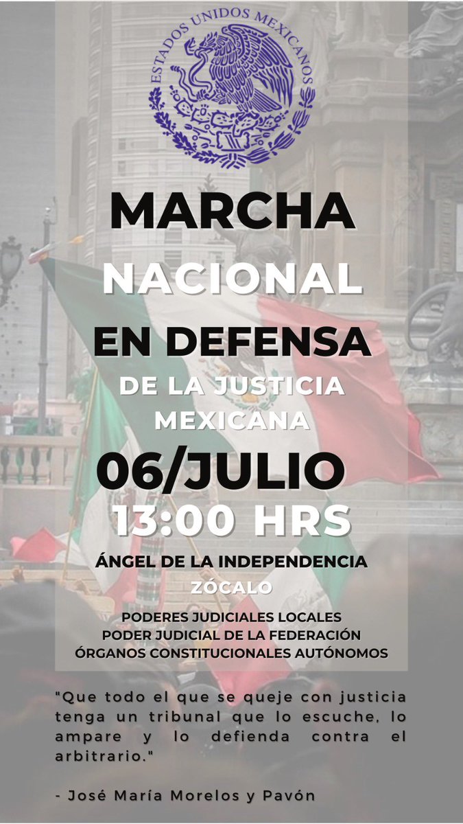 IndepJudicial's tweet photo. 📣📣CONVOCAMOS A TOMAR LAS CALLES POR EL DERECHO A LA JUSTICIA EN MÉXICO📣📣

A los Poderes Judiciales Locales 

A los compañeros del #PJF

A los compañero de los OCA’s 

A las universidades públicas del país 

 Al pueblo de México 

A salir a marchar.

#NoalaReformaJudicial https://t.co/cNPnKCb3va