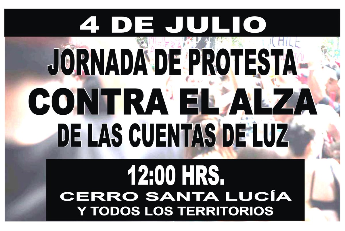 GrandiOrtiz's tweet photo. 4 DE JULIO: JORNADA DE PROTESTA CONTRA EL ALZA DE LA LUZ https://t.co/5Yv1slL7mz