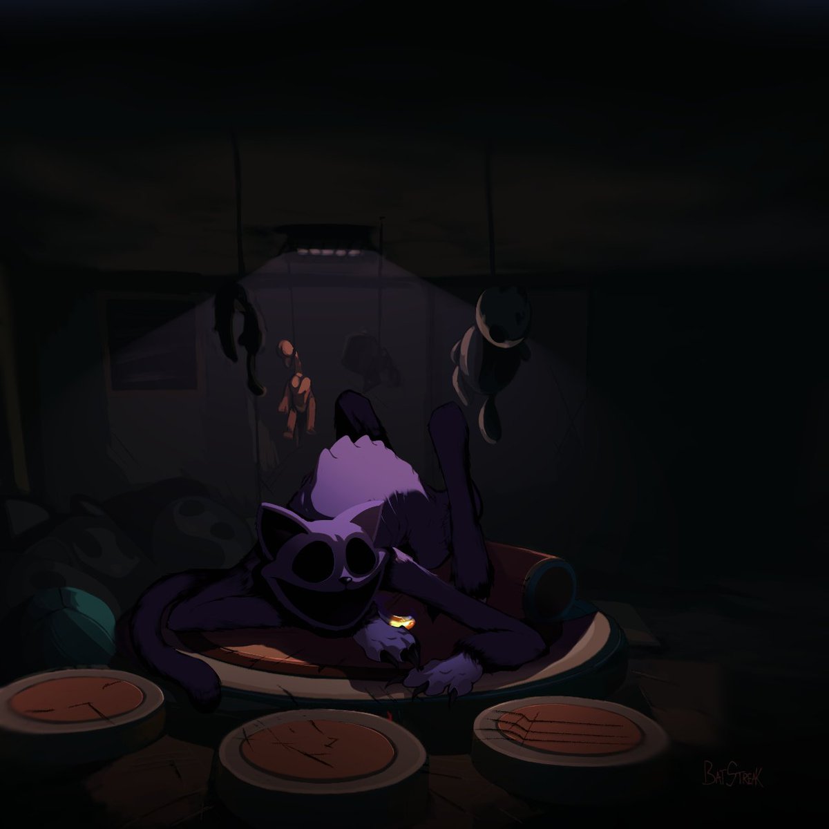 BatStreak's tweet image. My brother wanted me to draw the Prototype's hand above CatNap as symbolic. I'll do that next time in a later piece-
#PoppyPlaytime #PoppyChapter3 #ppt #catnap