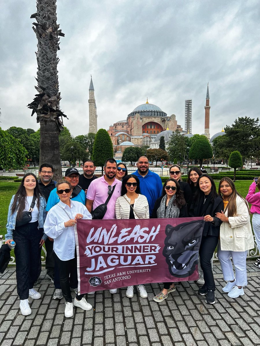 TAMUSanAntonio's tweet photo. 🌍✈️ Our Jaguars are on the move! From San Antonio to Europe, Asia, and beyond, we're taking our Jaguar charm global!🐾✨ #TransformingTomorrowTogether one country at a time. ❤️ #TAMUSA #GlobalJaguars #StudyAbroad #JagSummer https://t.co/dFGB1anLHi