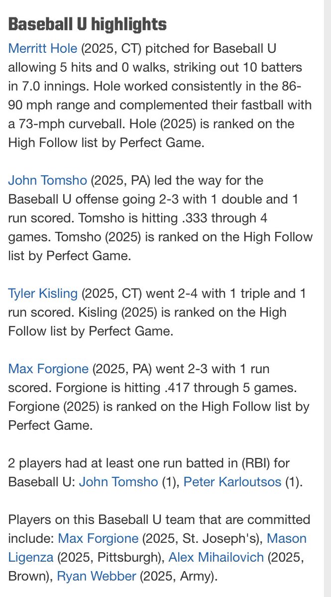 Baseball U wins bracket and will advance to the ⁦<a href="/PerfectGameUSA/">Perfect Game USA</a>⁩ WWBA National Championship Playoffs