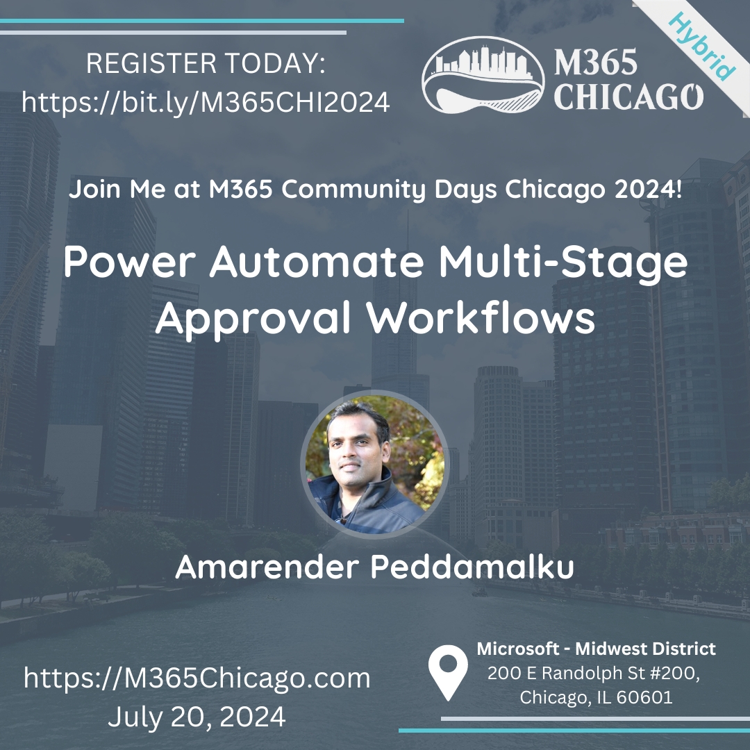 Unlock the secrets to Multi-Stage Approval Workflows with Power Automate! Learn to design workflows from dynamic approvers to automated escalations and reminders. Master workflow history logging and retention strategies #M365Chicago #M365 #CommunityLuv bit.ly/3RuEjsr