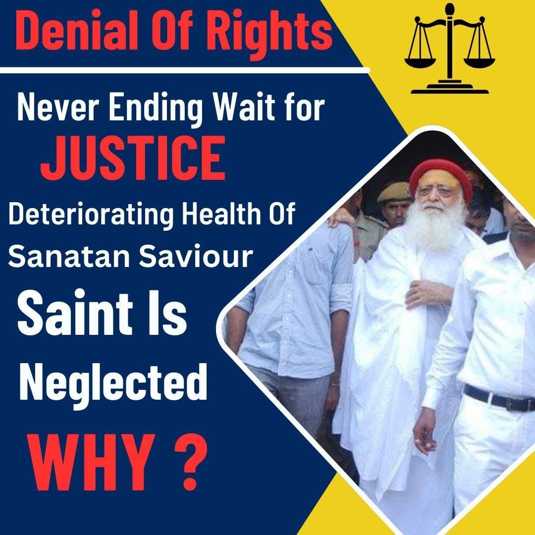 Sant Shri Asharamji Bapu despite being innocent, has been in jail for last 11 years. He is going through extremely #DeterioratingHealth
due to living in the prison environment for long 11 years without single day bail or parole.

It is well known to all India now that he has been